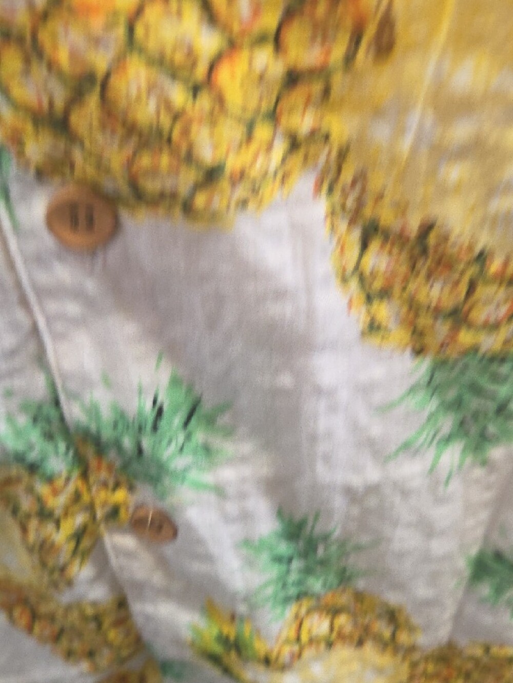 RS Surf Men’s White Pineapple Print Short Sleeve Button Down Shirt Linen Blend - Picture 3 of 6